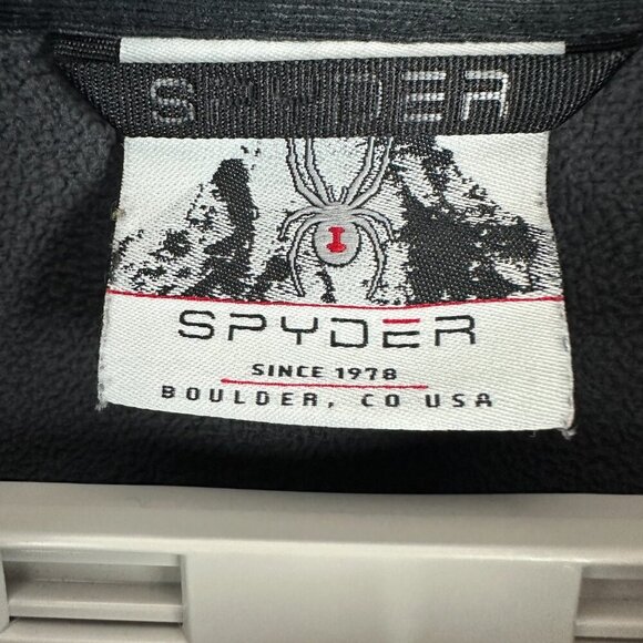 SPYDER MEN'S OUTBOUND 1/4 ZIP PULLOVER, GRAY, BLACK, BLUE ZIPPER, LOGO, SIZE L - Picture 2 of 12